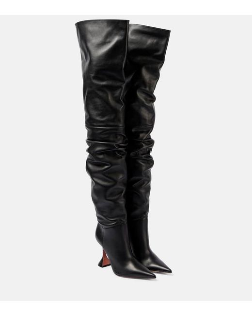 AMINA MUADDI Black Olivia 95 Leather Over-The-Knee Boots