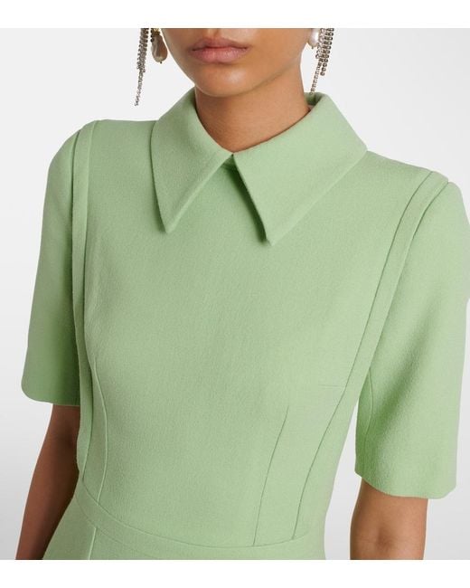 Emilia Wickstead Green Valletta Wool Crepe Midi Dress