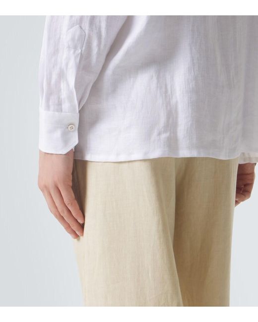Kiton White Dorian Bow-Detail Linen Shirt for men