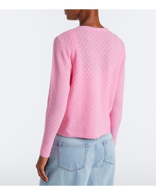 Eres Pink Sucrerie Pointelle Wool-Blend Cardigan