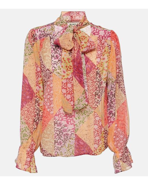 Rixo Pink Jovie Patchwork Top