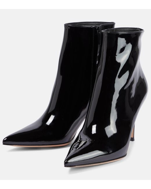 Gianvito Rossi Black Patent Leather Ankle Boots