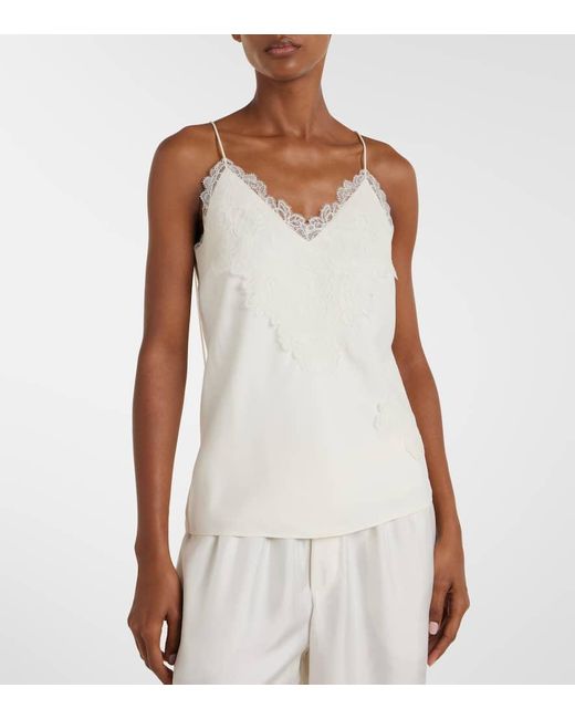 Rohe White Lace-Trimmed Satin Camisole