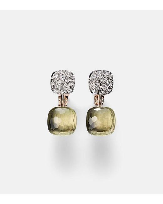 Pomellato Metallic Nudo 18Kt Rose And Earrings With Prasiolites And Diamonds