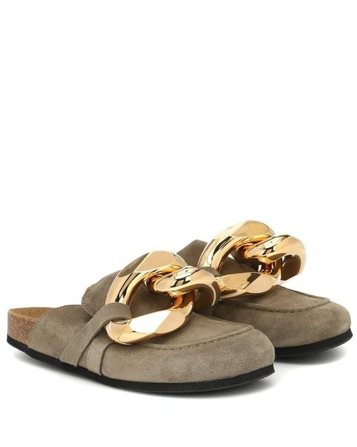 J.W. Anderson Metallic Embellished Suede Slippers