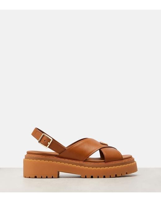 Prada Brown Sandalen Aus Leder