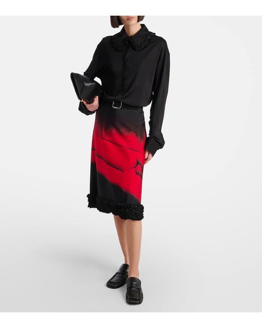 Jil Sander Black Ruffled Blouse