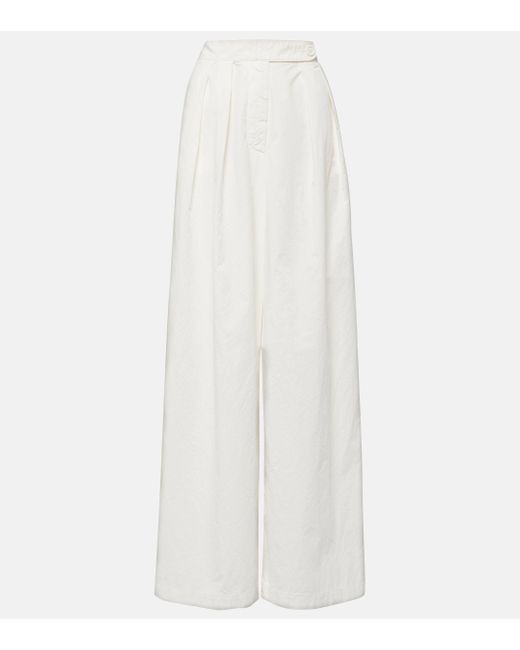 Dries Van Noten White Pamplona High-rise Cotton Wide-leg Pants