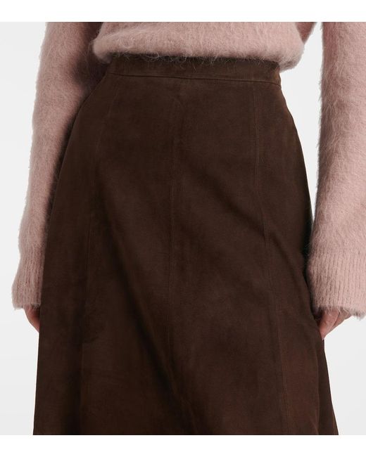 Vince Brown Suede Midi Skirt