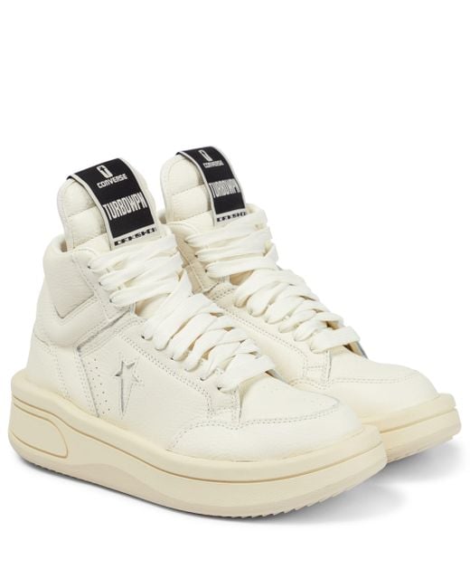Rick Owens White X Converse Drkshdw Turbowpn Leather High-top Sneakers
