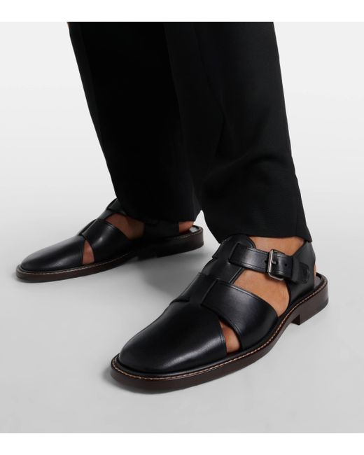 Lemaire Black Fisherman Leather Sandals