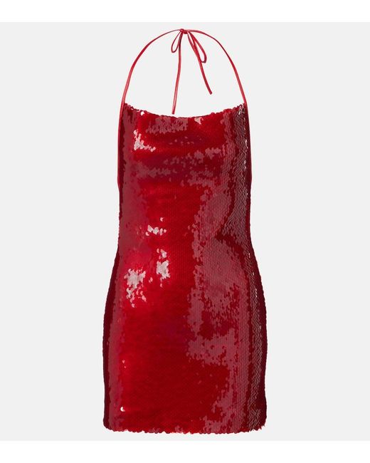 David Koma Red Sequined Minidress