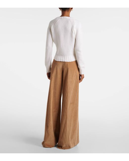 Max Mara White Cancan Cable-Knit Cashmere Sweater