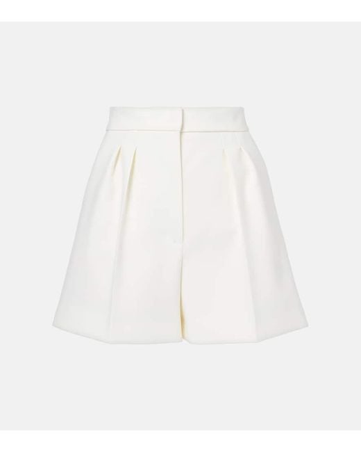 Max Mara White Zic High-Rise Wool-Blend Canvas Shorts