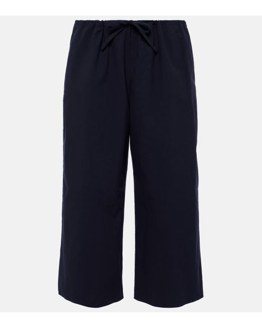 Pantalon ample Jubin raccourci en coton The Row en coloris Blue