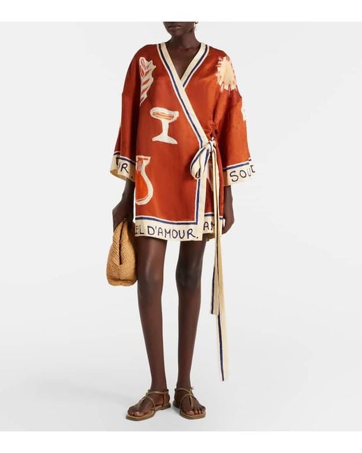 ALÉMAIS Red X Lrnce Soleil D'Amour Printed Wrap Dress
