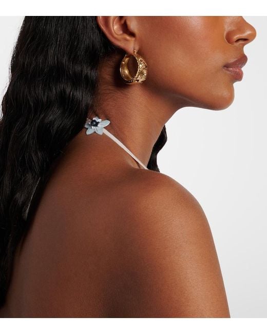 Oscar de la Renta Metallic Crystal-Embellished Hoop Earrings
