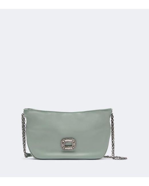 Roger Vivier Gray Pilgrim Small Leather Shoulder Bag