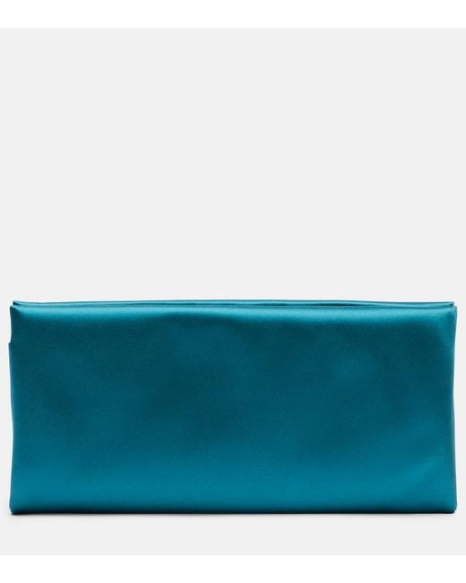 Saint Laurent Blue Evening Cassandre Satin Clutch