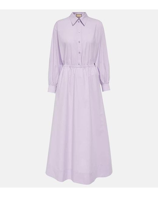 Gucci Purple Cotton Popline Shirt Dress