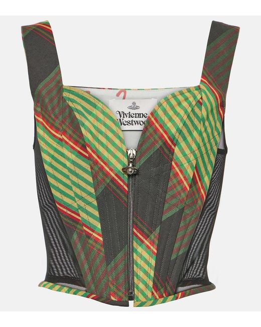 Vivienne Westwood Green Classic Tartan Cotton And Linen Corset