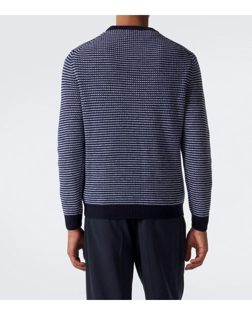 Lardini Blue Striped Wool And Cashmere Sweater for men
