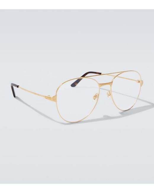 Cartier White Santos De Cartier Aviator Glasses for men