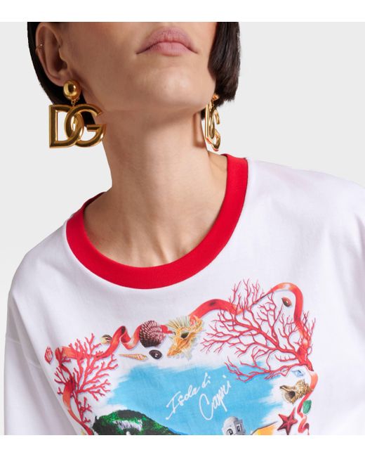T-shirt Capri imprime en coton Dolce & Gabbana en coloris White