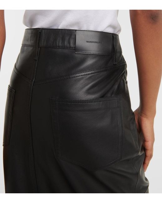 Wardrobe NYC Black Back-Slit Leather Maxi Skirt