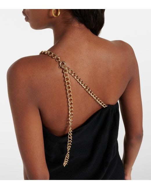 Chloé Black One-Shoulder Virgin Wool Midi Dress