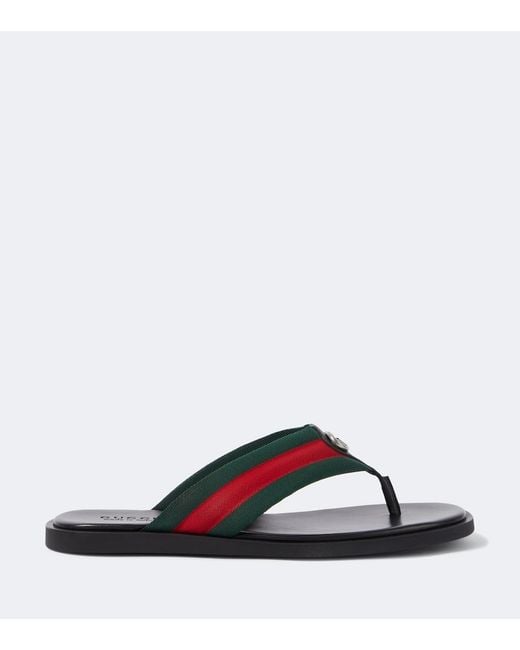 Gucci Blue Gg Web Stripe Slides for men