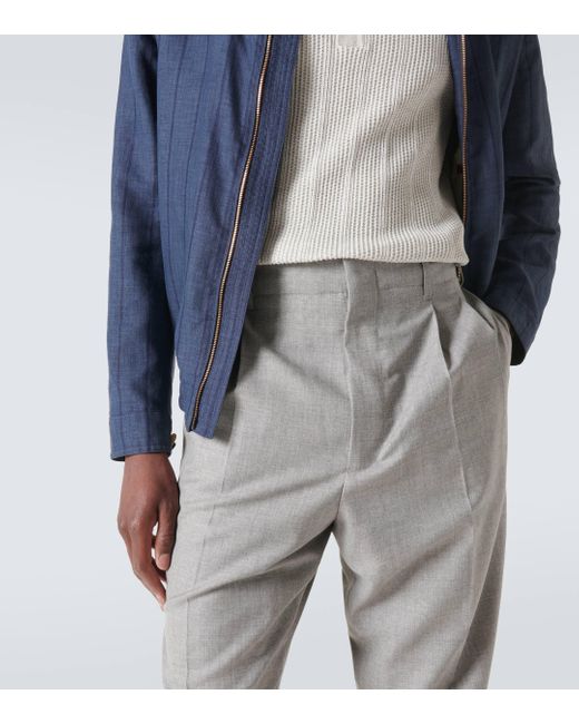 Pantalon fusele en laine vierge Brunello Cucinelli pour homme en coloris Gray