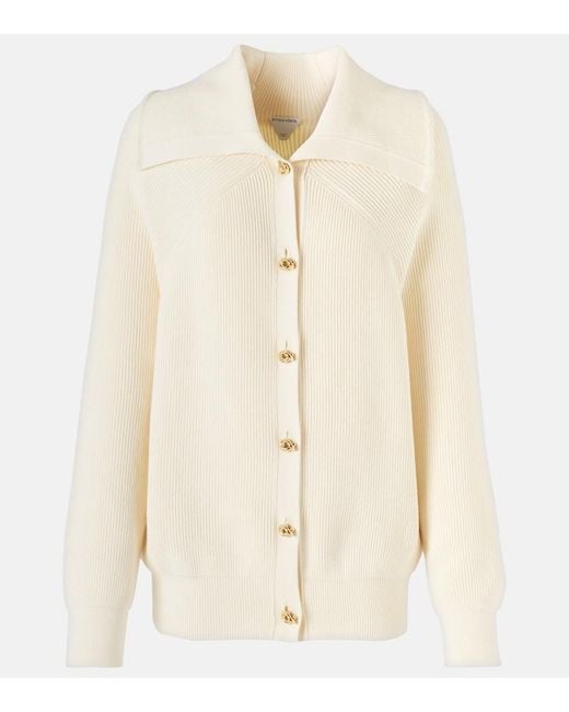 Bottega Veneta Natural Knot Ribbed-Knit Cotton Cardigan