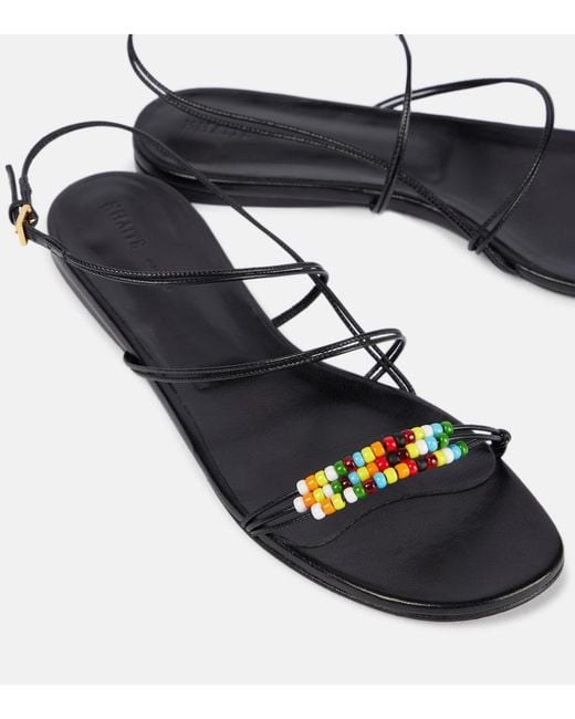 Khaite White Loop Beaded Leather Sandals