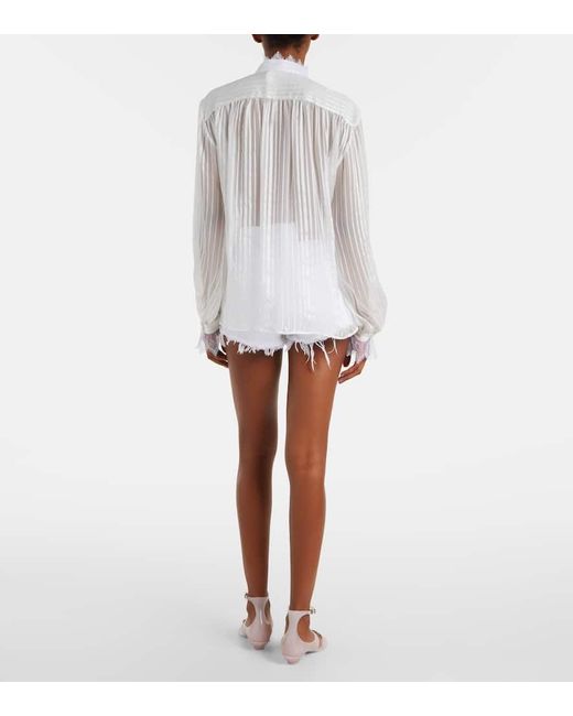 Chloé White Bluse Aus Seide Mit Spitze