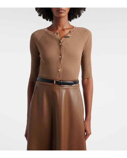 Max Mara Brown Cropped Virgin Wool Cardigan