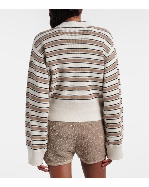 Brunello Cucinelli Multicolor Striped Cotton-Blend Cardigan