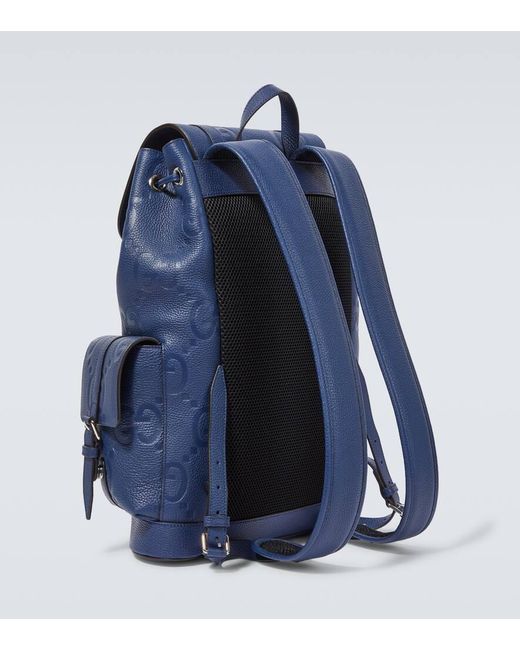 Gucci Blue Logo Leather Backpack for men