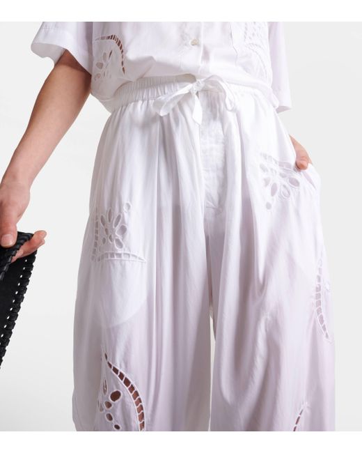 Pantalon ample Hectorina a broderies anglaises Isabel Marant en coloris White