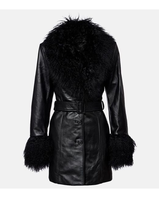 Nili Lotan Black Sefa Belted Leather Jacket