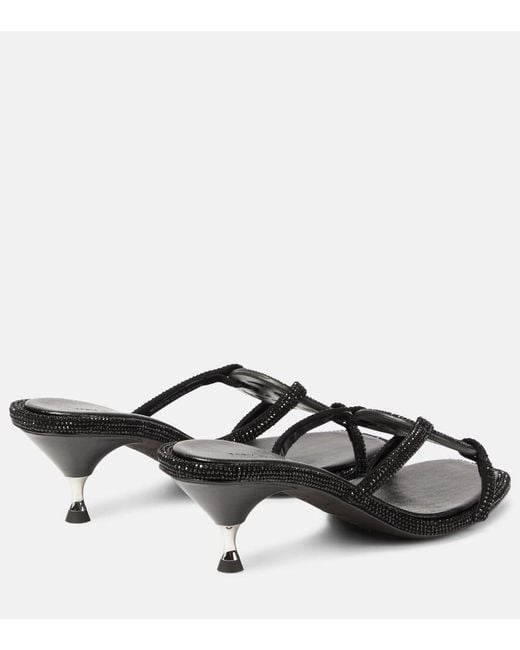 Tory Burch Black Geo Bombe Miller Suede Sandals