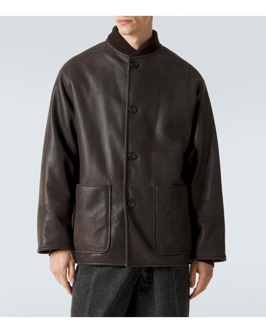 A.PRESSE Black Shearling-Lined Jacket for men