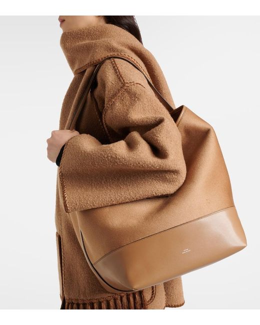 Totême  Brown Tote Aus Wolle Mit Leder