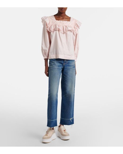 Chloé White Nama Suede And Leather Platform Sneakers