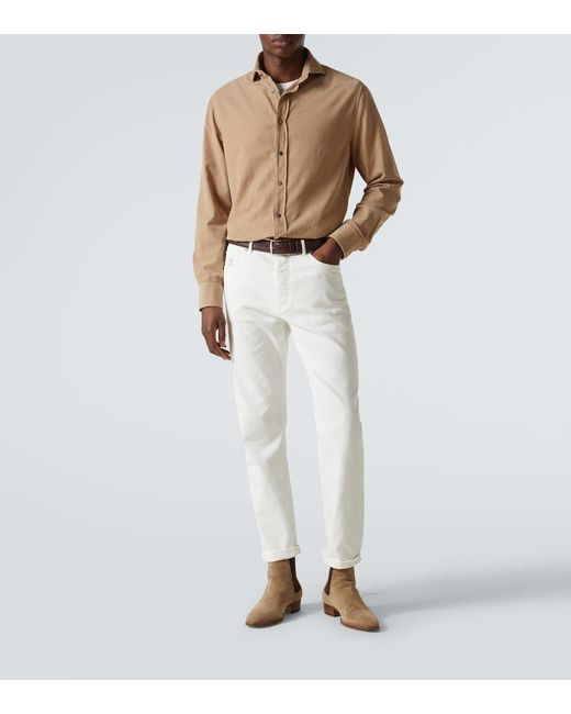 Brunello Cucinelli White High-Rise Slim Jeans for men