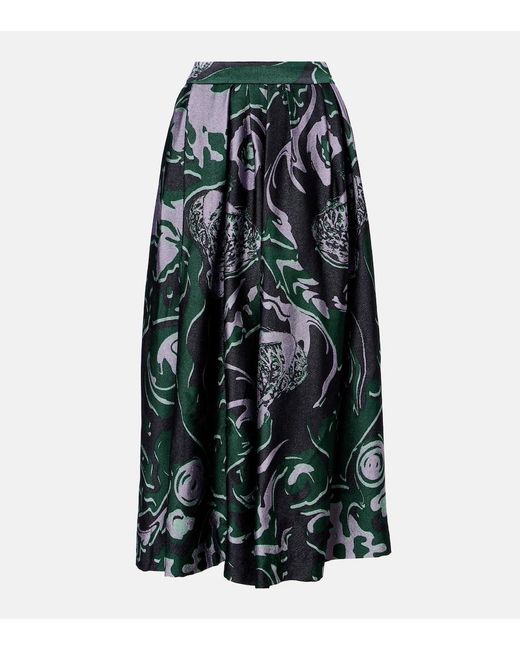 Dries Van Noten Black Printed Midi Skirt