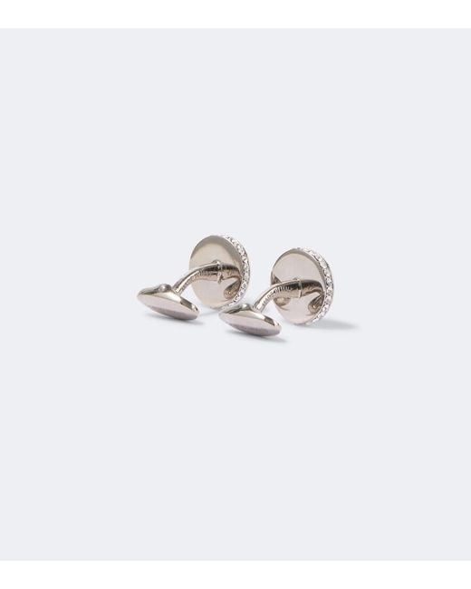 Giorgio Armani White Cufflinks With Crystals for men