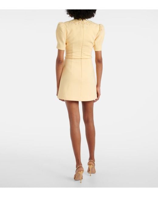 Rebecca Vallance Yellow Lulu Lace-Trimmed Crepe Minidress