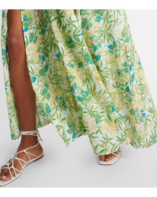 Robe longue Nava en coton a fleurs Poupette en coloris Green