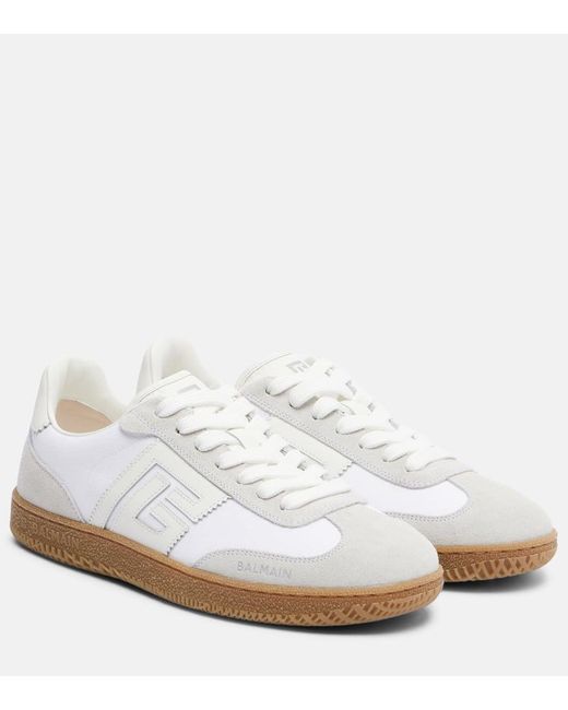 Balmain White Swan Suede Sneakers
